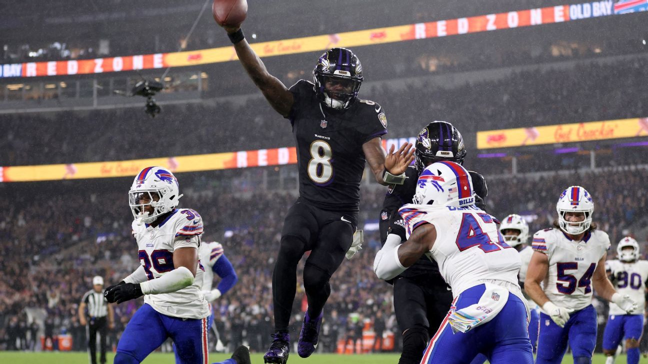 Lamar Jackson comanda, e Ravens arrasam Bills na NFL