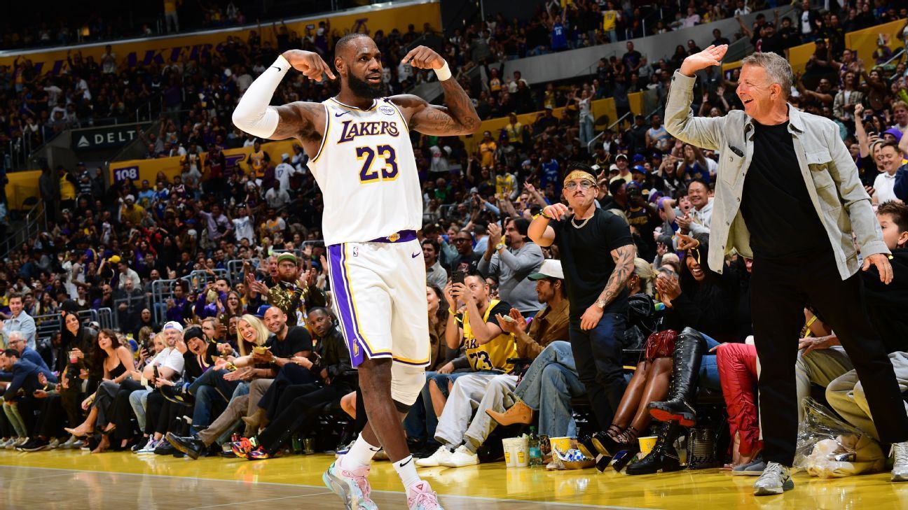 LeBron desfila seu reinado, e Lakers batem Kings na NBA