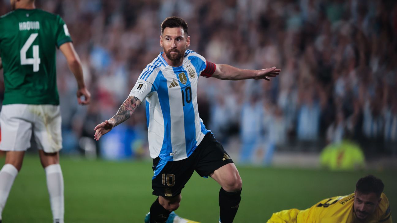 Messi tem atuação de gala, e Argentina goleia Bolívia nas Eliminatórias