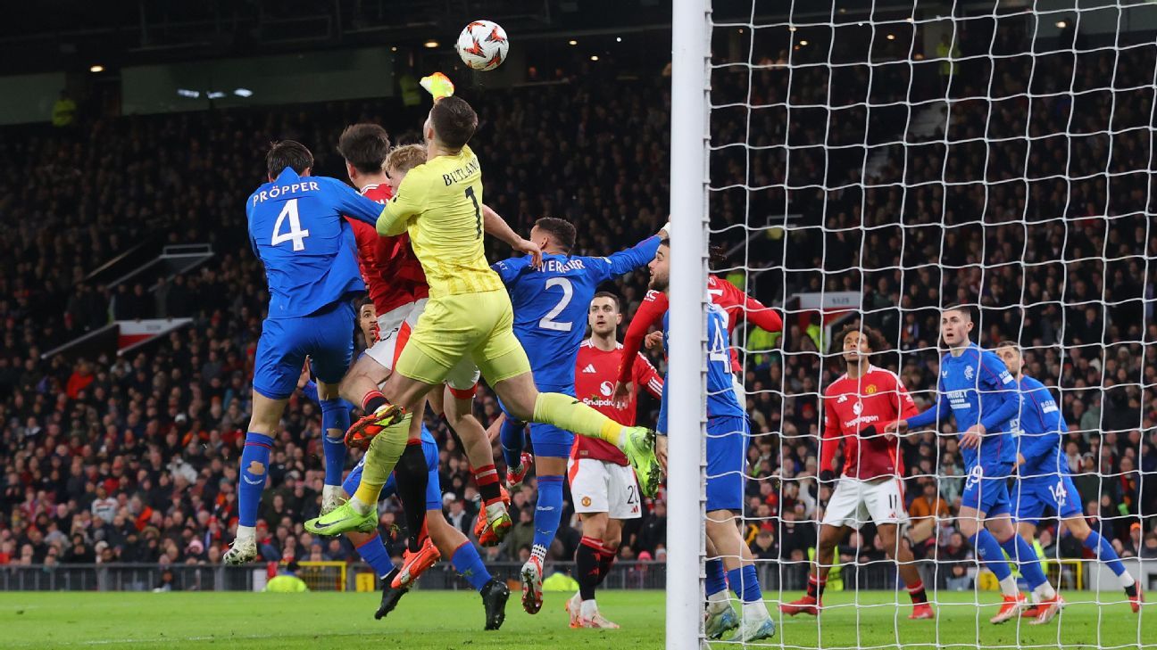 Europa League: com gol contra bizarro, United vence Rangers e encaminha vaga nas oitavas