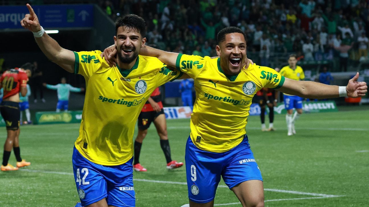Palmeiras atropela Sport com brilho da dupla Flaco e Vitor Roque no Brasileirão