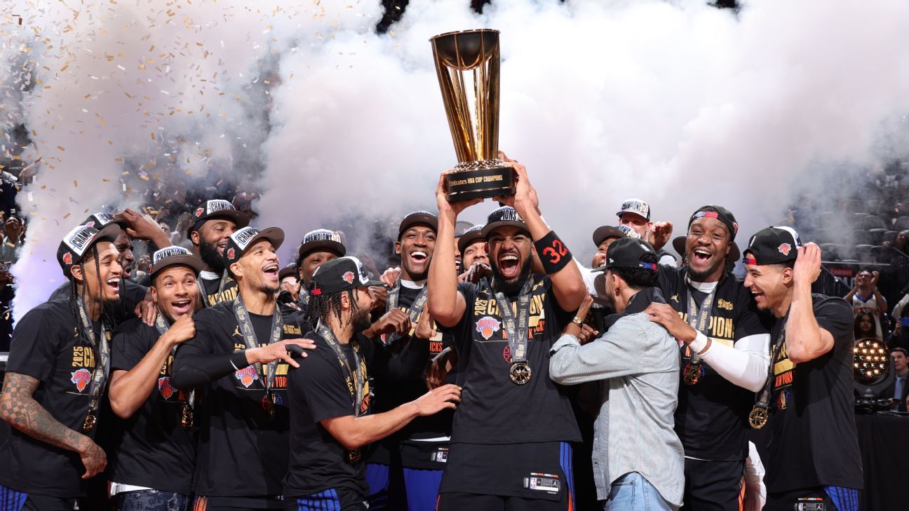 New York Knicks deslancha no último quarto, vira sobre os Spurs e é campeão da NBA Cup