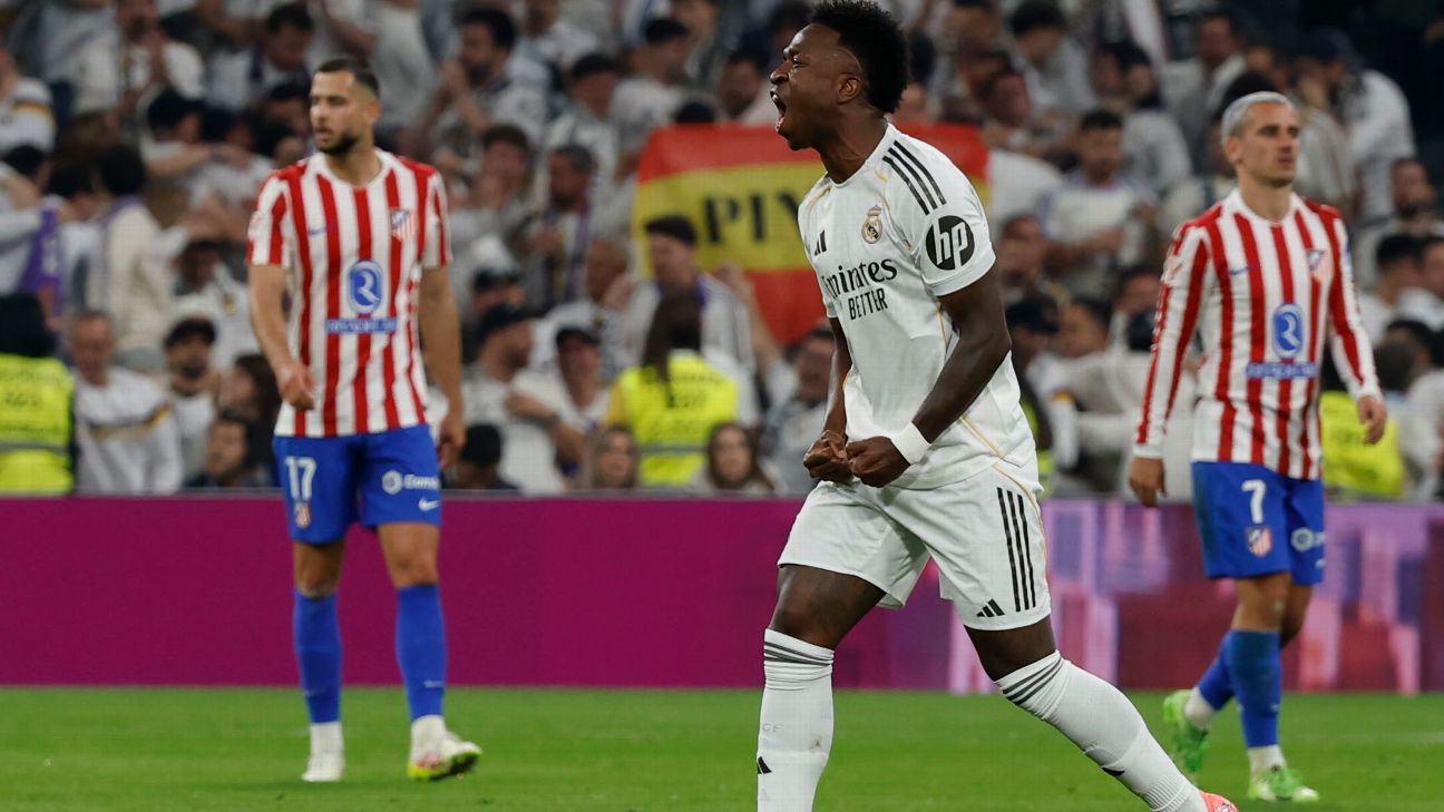 Vinicius Jr. decide com golaço, Real Madrid vence Atlético em dérbi espetacular e segue caça ao Barcelona