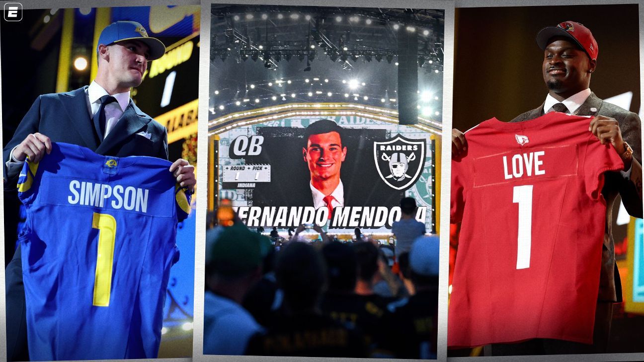 Mendoza pick 1, escolha ‘polêmica’ dos Rams e mais; TODAS as escolhas do 1º dia do Draft da NFL